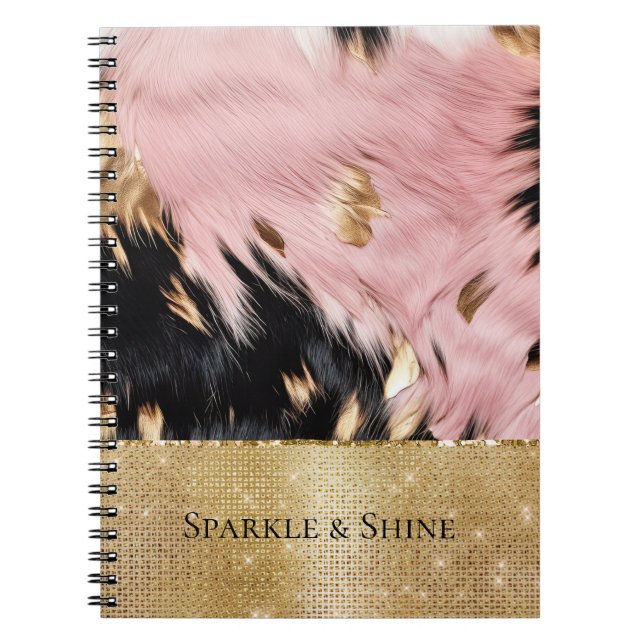 Girly Pink Black Gold Cowgirl Cowhide Notizblock (Vorderseite)