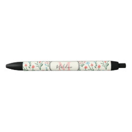 Girly Pink Blue Flowers Muster Elegantes Monogramm Kugelschreiber