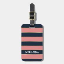 Girly Pink Blue Gold Streifen Muster Name