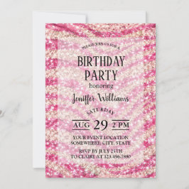 Girly Pink Blush Glitter Zebra-Muster Einladung