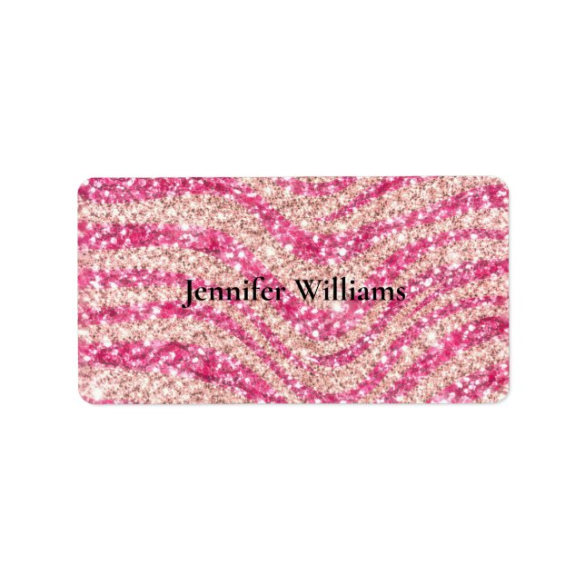 Girly Pink Blush Glitter Zebra Pattern             Adressaufkleber (Vorne)