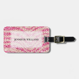 Girly Pink Blush Glitter Zebra Pattern Gepäckanhänger