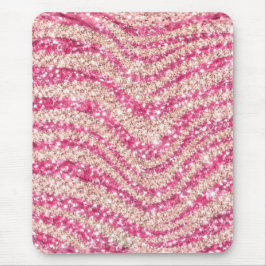 Girly Pink Blush Glitter Zebra Pattern Mousepad