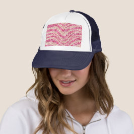 Girly Pink Blush Glitter Zebra Pattern Truckerkappe