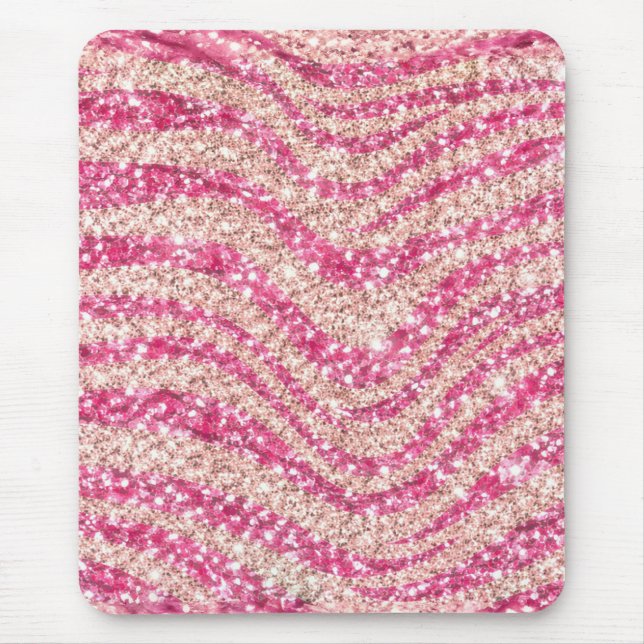 Girly Pink Blush Glitter Zebramuster             Mousepad (Vorne)