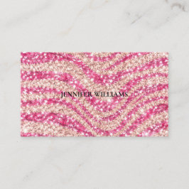 Girly Pink Blush Glitter Zebramuster Visitenkarte
