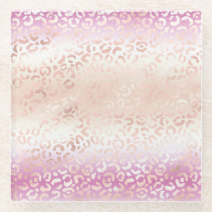 Girly Pink Blush Pfirsich Glam Leoparden Druck Tie Glasuntersetzer