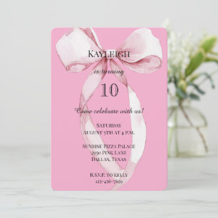Girly Pink Bow Birthday Einladung