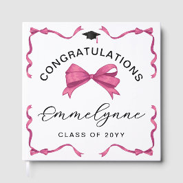 Girly Pink Bow Gratulation Graduate Gästebuch