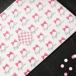 Girly Pink Bow Name in Skriptmuster Seidenpapier
