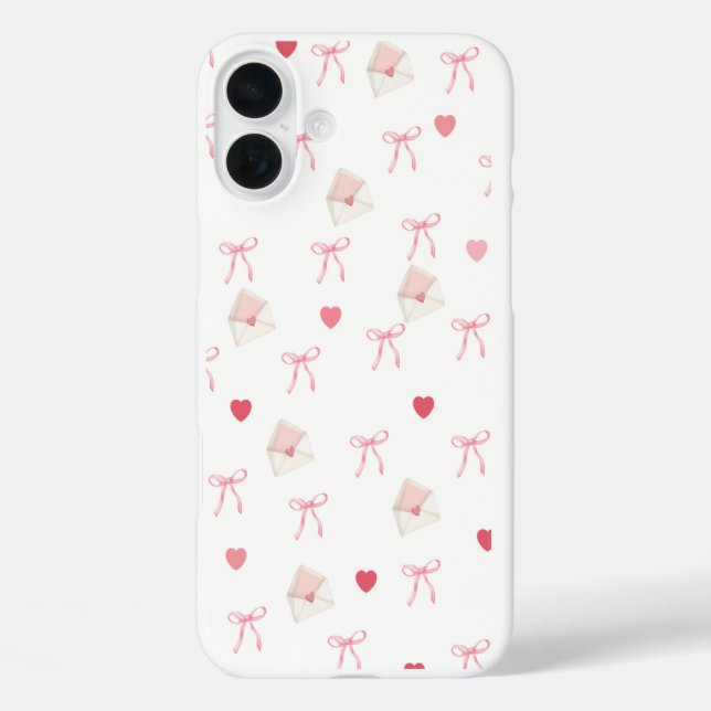 Girly Pink Bow und Heart iPhone Case - Niedlich St (Rückseite)