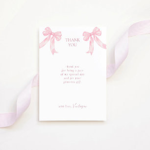 Girly Pink Bows Elegantes Brautparty Dankeskarte