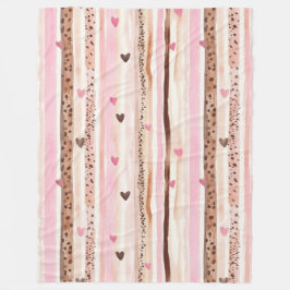 Girly Pink Brown Leopard Druckerhitze Streifen Fleecedecke