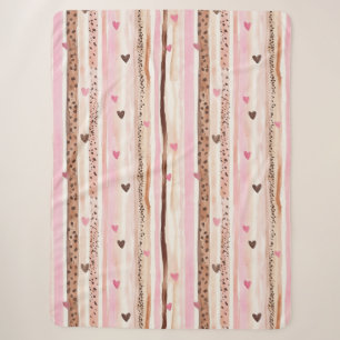 Girly Pink Brown Leopard Druckerhitze Streifen Sherpadecke