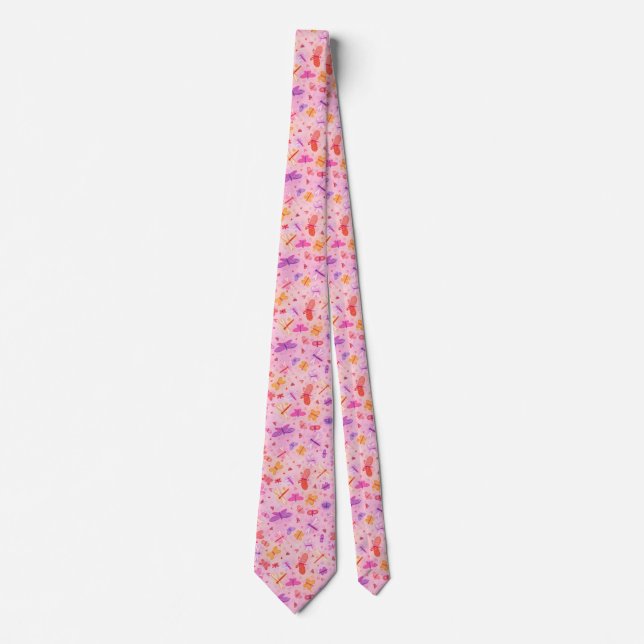 Girly Pink Butterflies Herz Krawatte (Vorderseite)