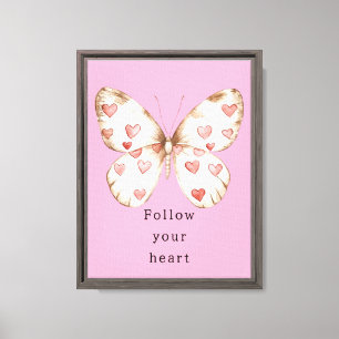 Girly Pink Butterfly Hearts Leinwanddruck