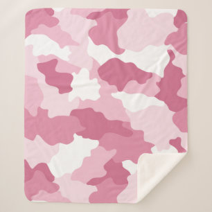 Girly Pink Camouflage Camouflage Sherpa Blanka Sherpadecke