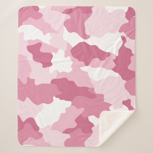 Girly Pink Camouflage Camouflage Sherpa Blanka Sherpadecke (Vorderseite)