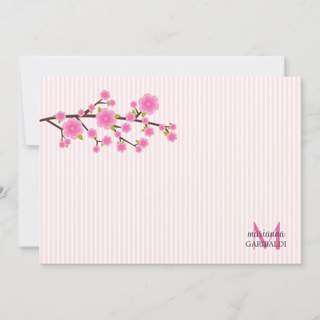 Girly Pink Cherry Blossom Personalisierte Mitteilu Mitteilungskarte (Vorderseite)