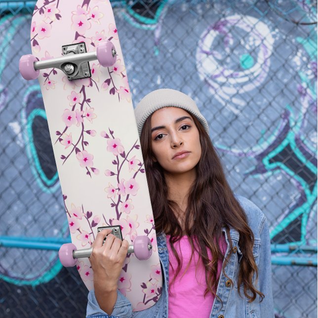 Girly Pink Cherry Blüten Blüte Skateboard (Von Creator hochgeladen)