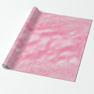Girly Pink Confetti Diamond Sparkle Geschenkpapier