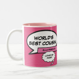 Girly Pink Cool Fun Cousin Typografisches Comic Zweifarbige Tasse