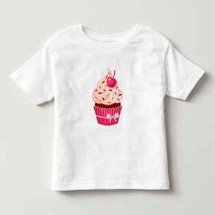 Girly Pink Cupcake mit Sprinklen und Kirsche Kleinkind T-shirt
