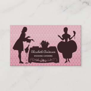 Girly Pink Damask Catering Veranstaltungen Visitenkarte