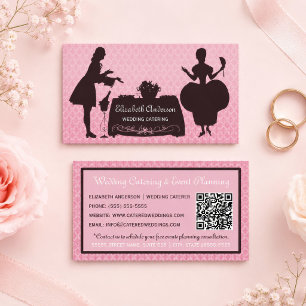 Girly Pink Damask Catering Veranstaltungen Visitenkarte