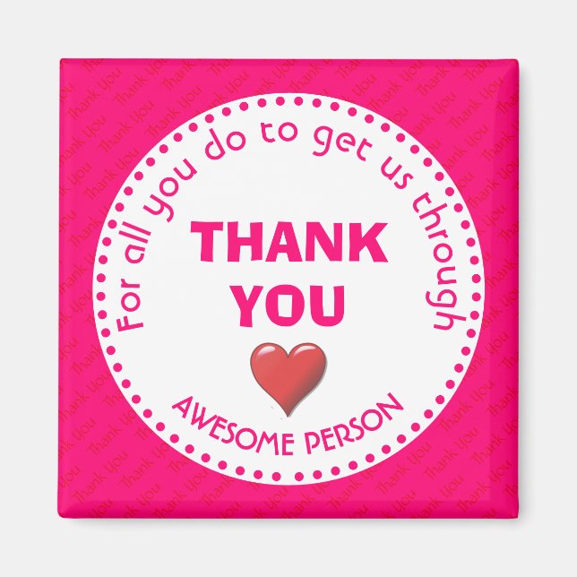 Girly Pink DANKE IHNEN Phantastische Person Magnet (Vorne)