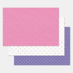 Girly Pink Dots Geschenkpapier Set