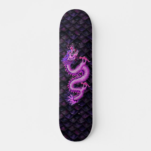 Girly Pink Dragon auf Drachenskala Skateboard (Vorne)