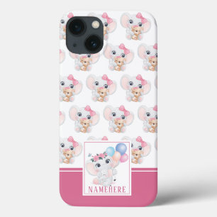 Girly Pink Elephant mit Bow und Balloon Muster Case-Mate iPhone Hülle
