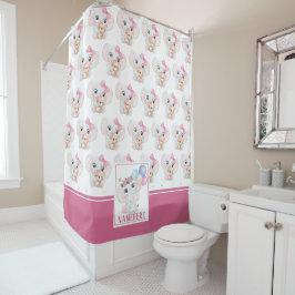 Girly Pink Elephant mit Bow und Balloon Muster Duschvorhang