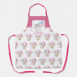 Girly Pink Elephant mit Bow und Balloon Muster Schürze