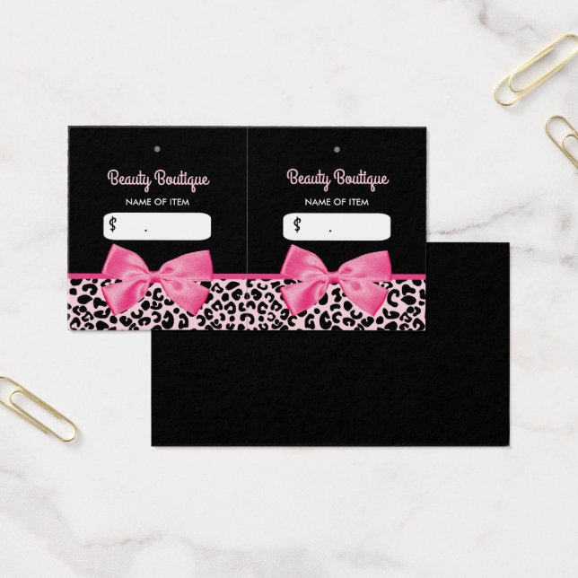 Girly Pink Empreinte de léopard Bow Boutique Hang  (Bureau)