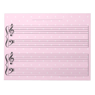 Girly Pink Extra Wide Rule Kids' Klaviermusik Edit Notizblock