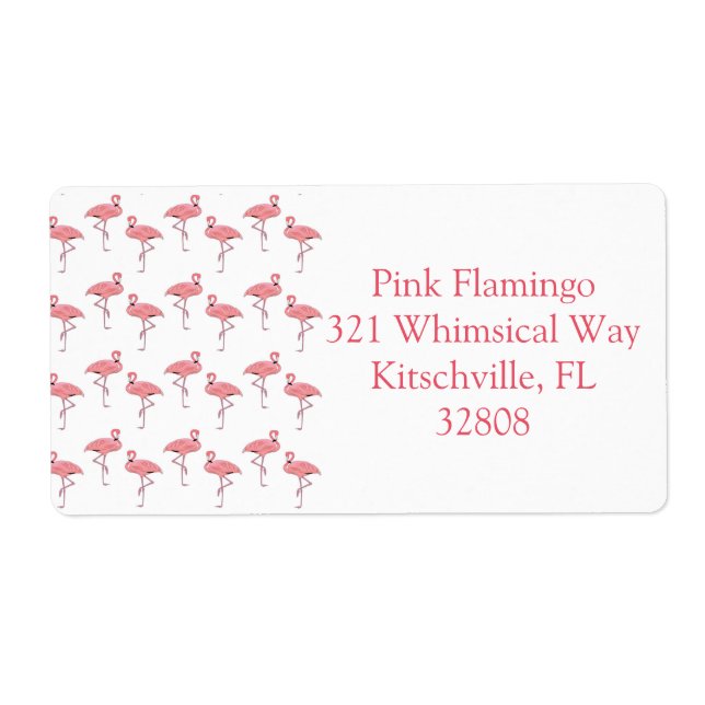 Girly Pink Flamingo Pattern Custom Label (Vorne)