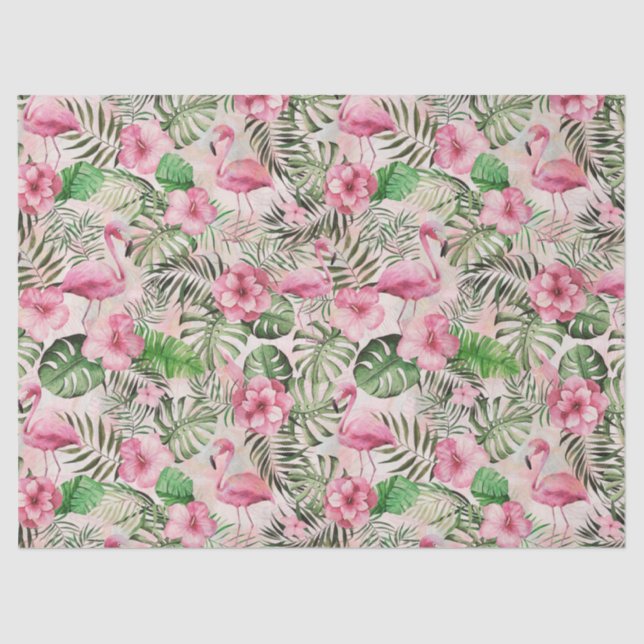 Girly Pink Flamingo Tissue Paper Seidenpapier (Vorderseite)