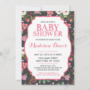 Girly Pink Floral Baby Shower Einladungen