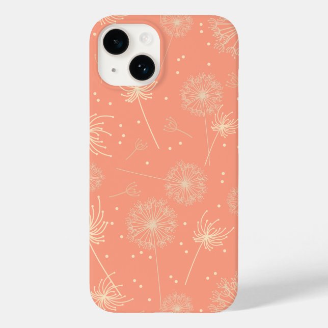Girly Pink Floral Dandelion Case-Mate iPhone 14 Hülle (Rückseite)