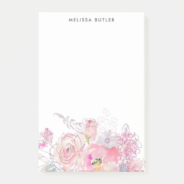 Girly Pink Floral Post-it Klebezettel (Vorderseite)