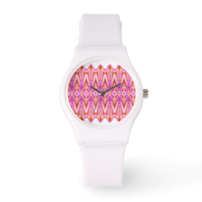 Girly Pink Gemustert Designer Armbanduhr (Vorderseite)