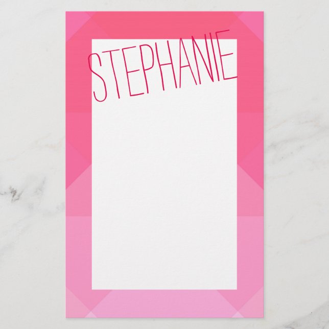 Girly Pink Geometric Muster Monogramm Briefpapier (Vorderseite)
