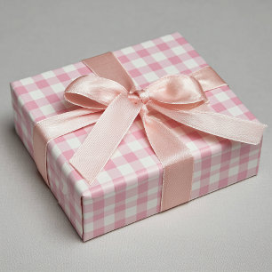 Girly Pink Gingham Geschenkpapier