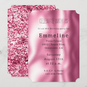 Girly Pink Glam Glitzer Einladung