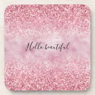 Girly Pink Glam Glitzer Funkeln Getränkeuntersetzer