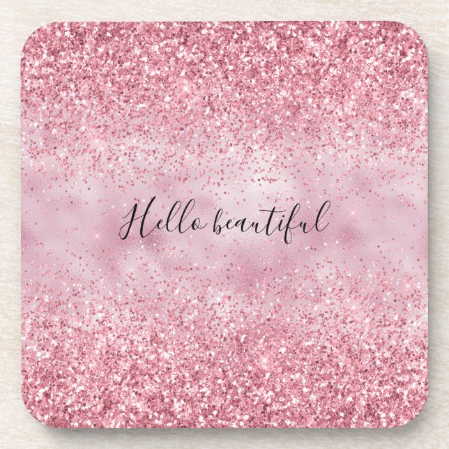 Girly Pink Glam Glitzer funkeln Getränkeuntersetzer (Vorderseite)