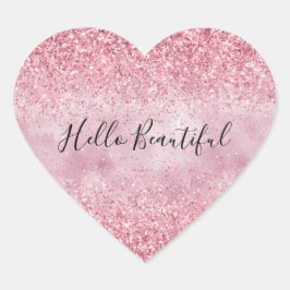 Girly Pink Glam Glitzer funkeln Herz-Aufkleber