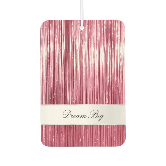 Girly Pink Glam Glitzy Tinsel Streifen Autolufterfrischer (Vorderseite)